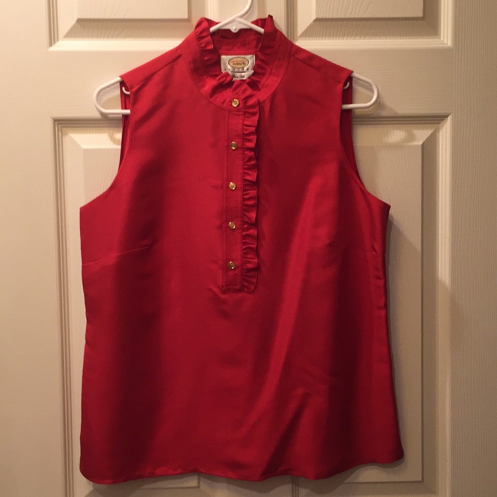 Talbots Petites 💯% Silk Ruffle Sleeveless Blouse